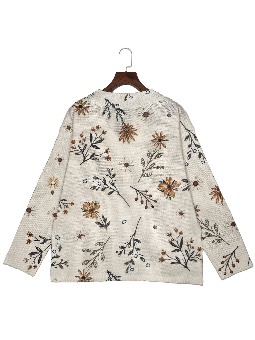 Pullover Damen V-Ausschnitt Blumenmuster - 5 - Jasminaboutique.com
