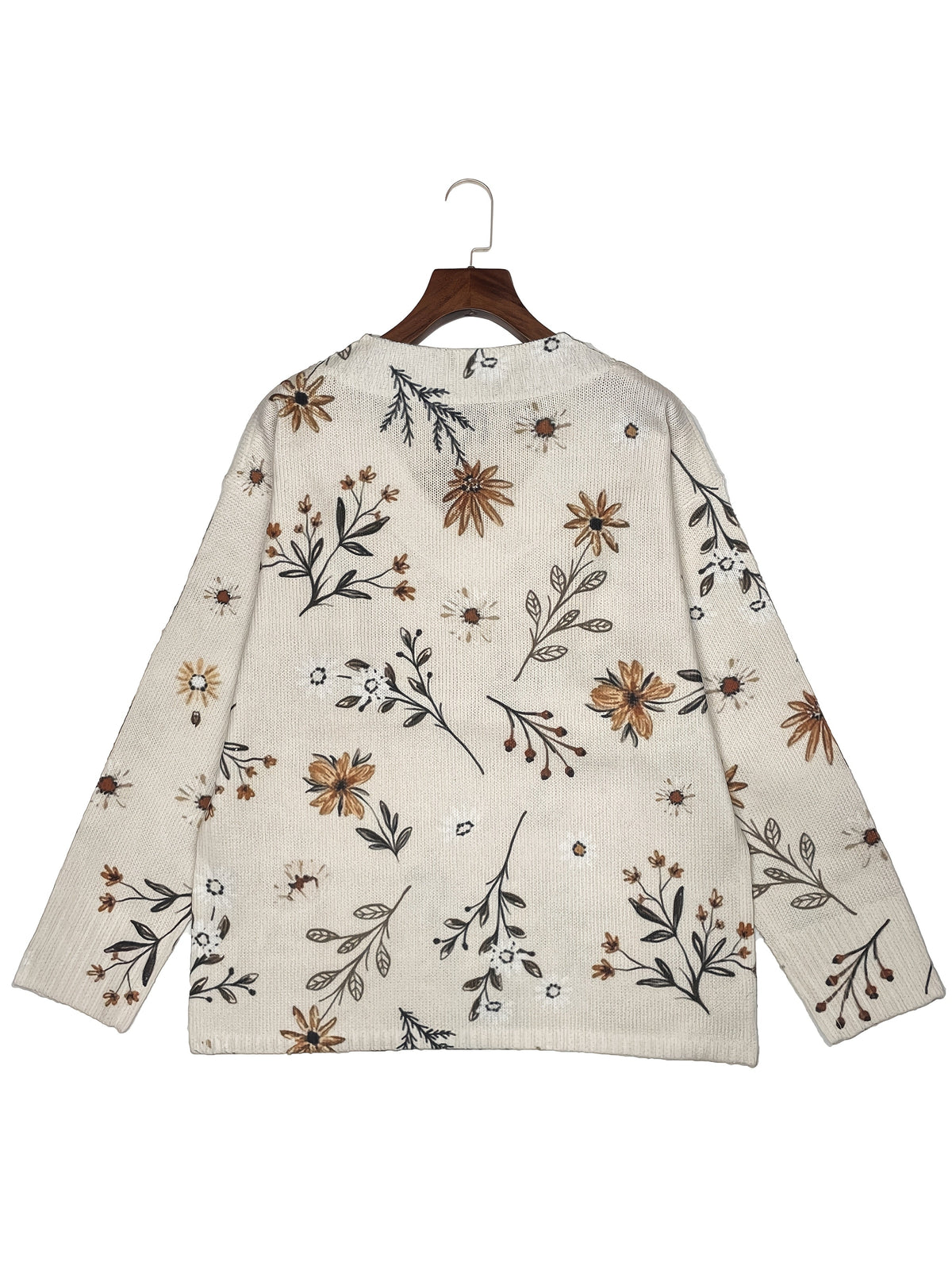Pullover Damen V-Ausschnitt Blumenmuster - 5 - Jasminaboutique.com