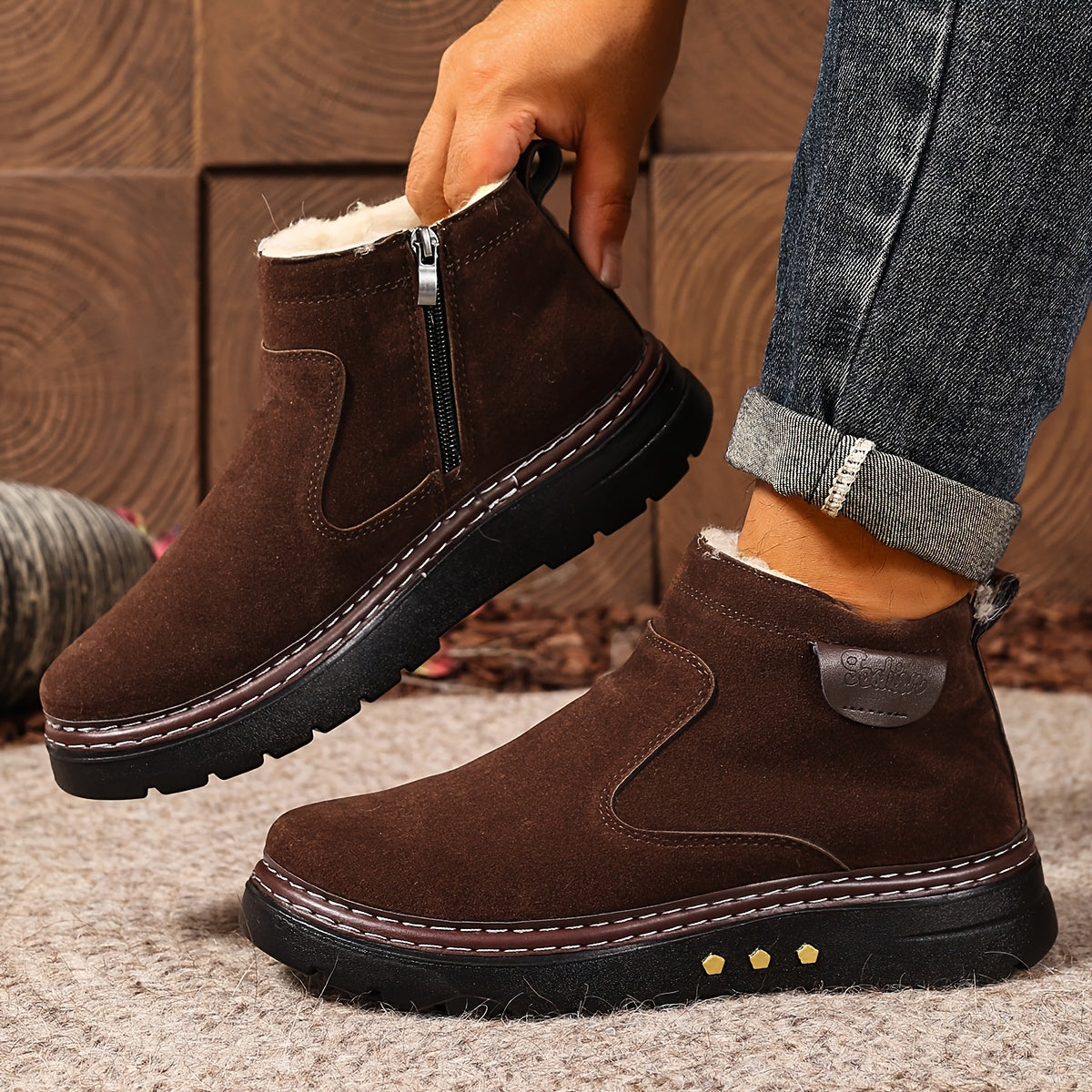 Stiefeletten Damen mit Reißverschluss und Warmfutter - 3 - Jasminaboutique.com