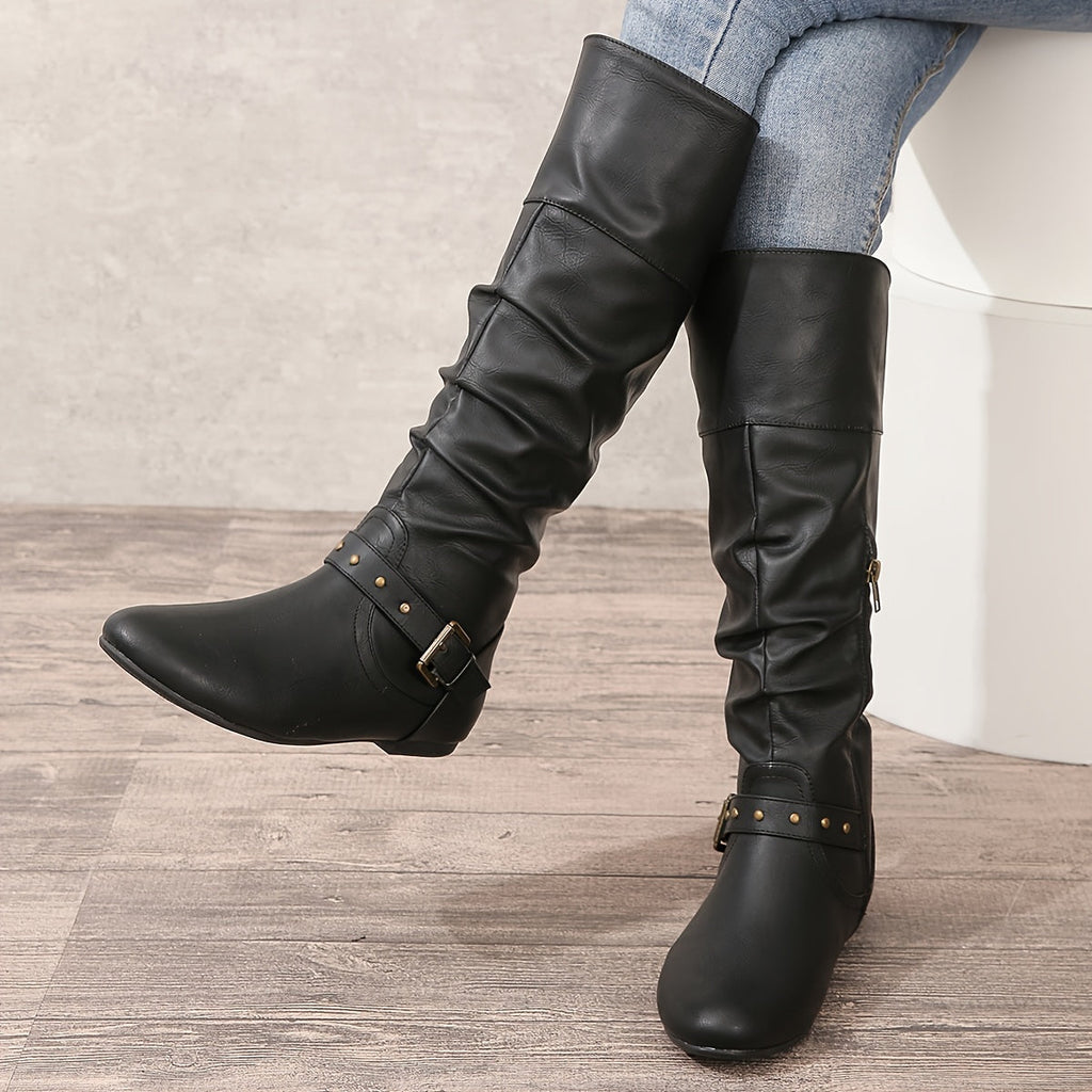 Wickelstiefel Damen mit Schnalle und Schlupfdesign - 8 - Jasminaboutique.com