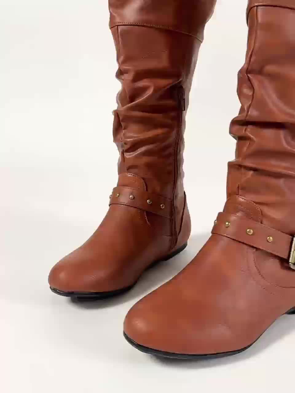 Wickelstiefel Damen mit Schnalle und Schlupfdesign - 13 - Jasminaboutique.com