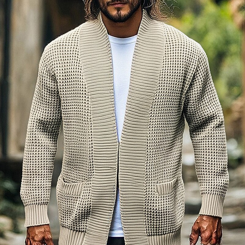 Cardigan Herren mit Offenem Vorderteil und Taschen - 1 - Jasminaboutique.com