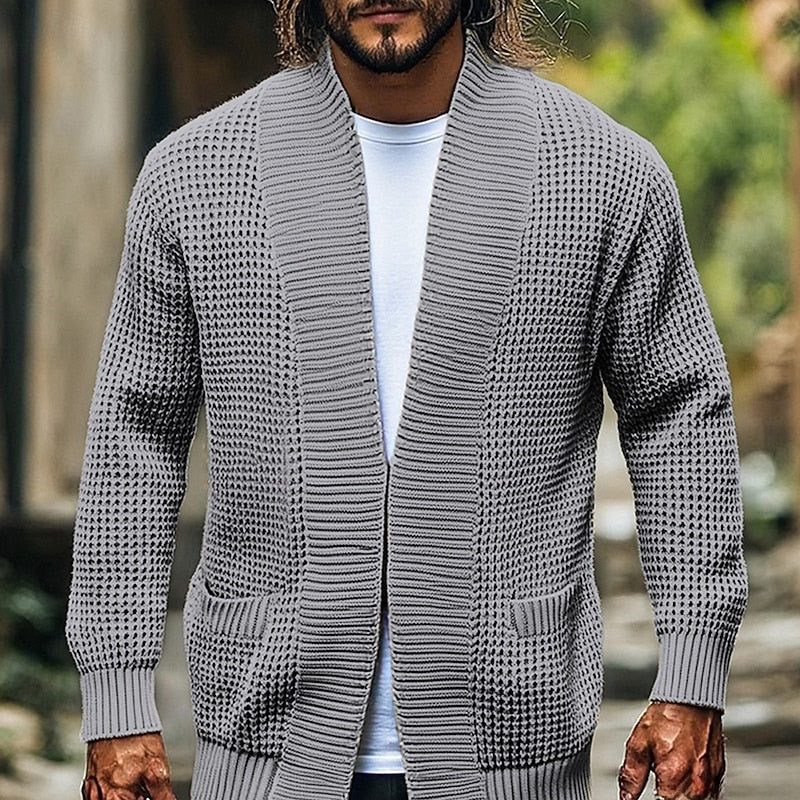 Cardigan Herren mit Offenem Vorderteil und Taschen - 2 - Jasminaboutique.com