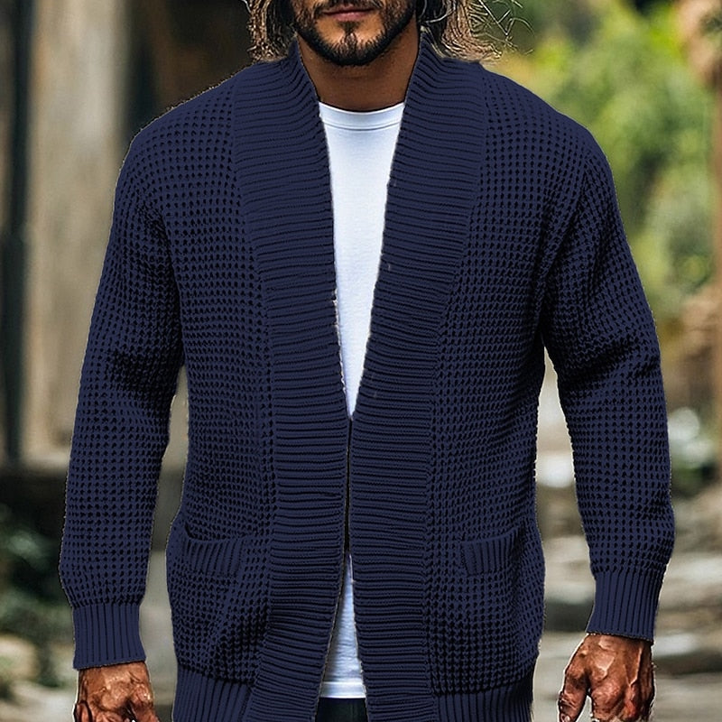 Cardigan Herren mit Offenem Vorderteil und Taschen - 4 - Jasminaboutique.com