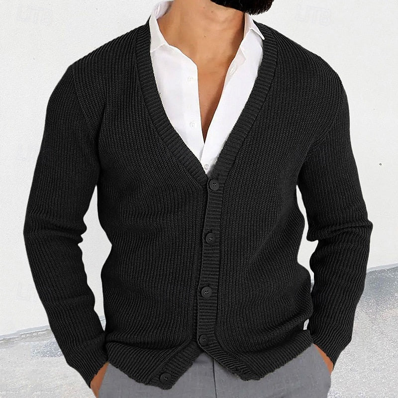 Cardigan Herren mit V-Ausschnitt und Knopfleiste - 1 - Jasminaboutique.com