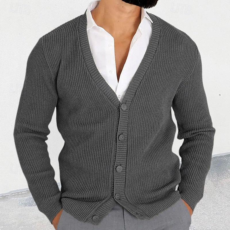 Cardigan Herren mit V-Ausschnitt und Knopfleiste - 2 - Jasminaboutique.com