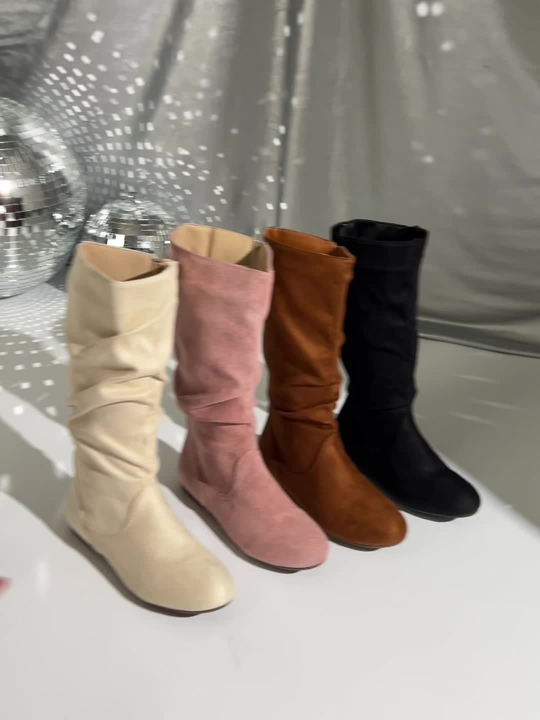 Schlupfstiefel Damen mit sanftem Schlupf und Reißverschluss - 14 - Jasminaboutique.com