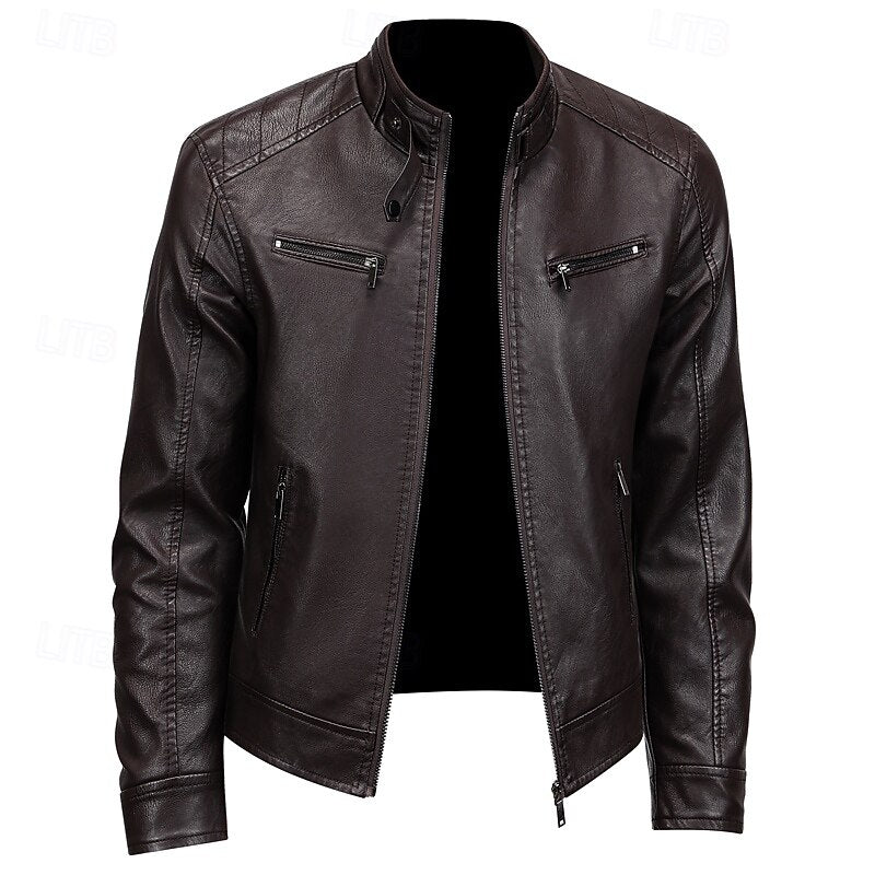 Bikerjacke Damen mit Stehkragen und praktischen Taschen - 1 - Jasminaboutique.com