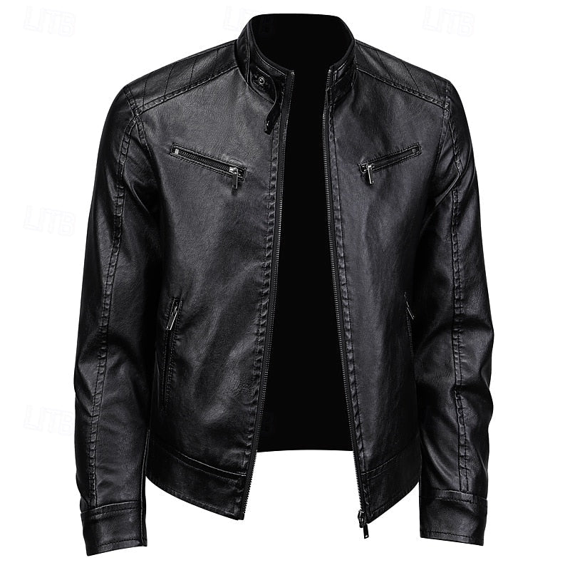 Bikerjacke Damen mit Stehkragen und praktischen Taschen - 2 - Jasminaboutique.com