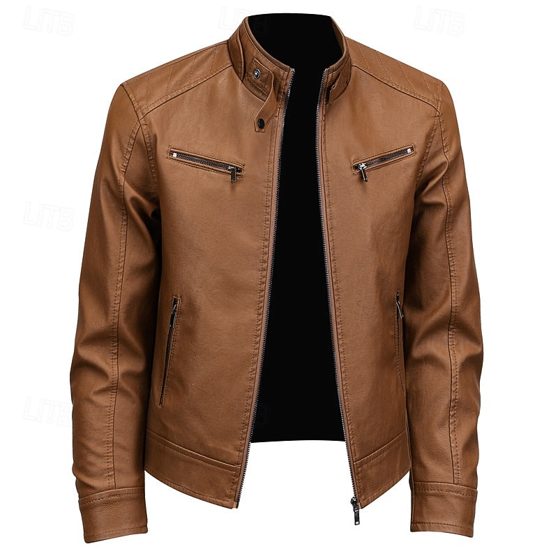 Bikerjacke Damen mit Stehkragen und praktischen Taschen - 4 - Jasminaboutique.com