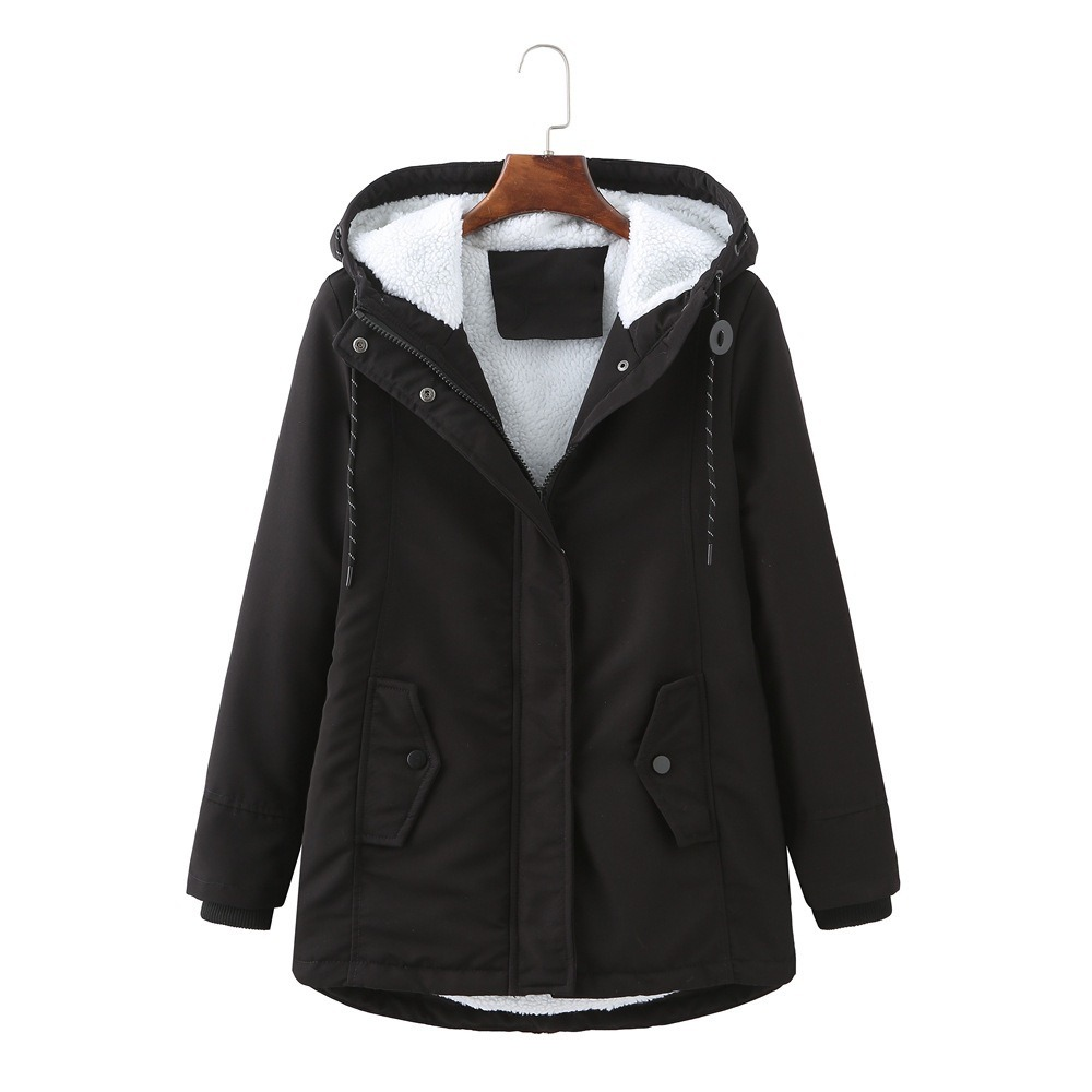 Winterjacke Damen mit Kapuze und praktischen Taschen - 4 - Jasminaboutique.com