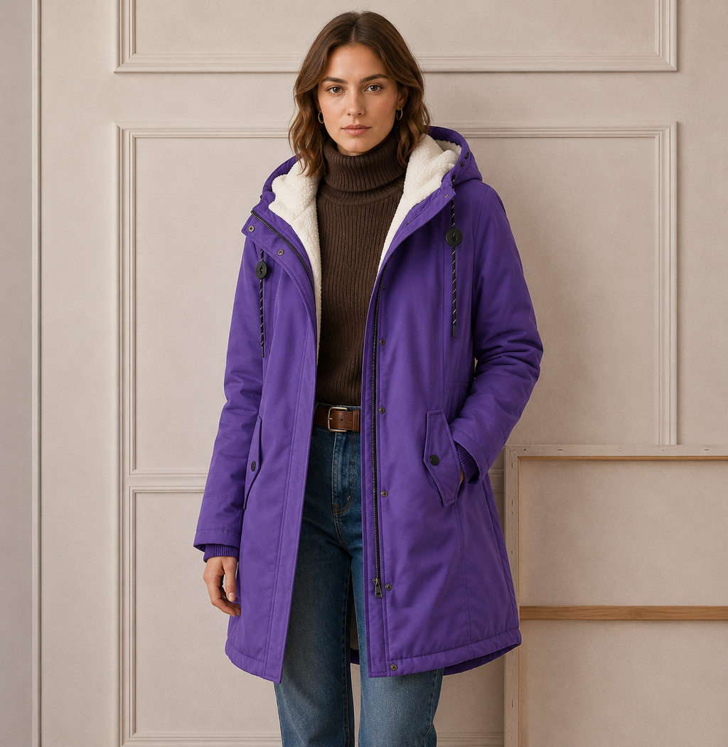 Winterjacke Damen mit Kapuze und praktischen Taschen - 10 - Jasminaboutique.com