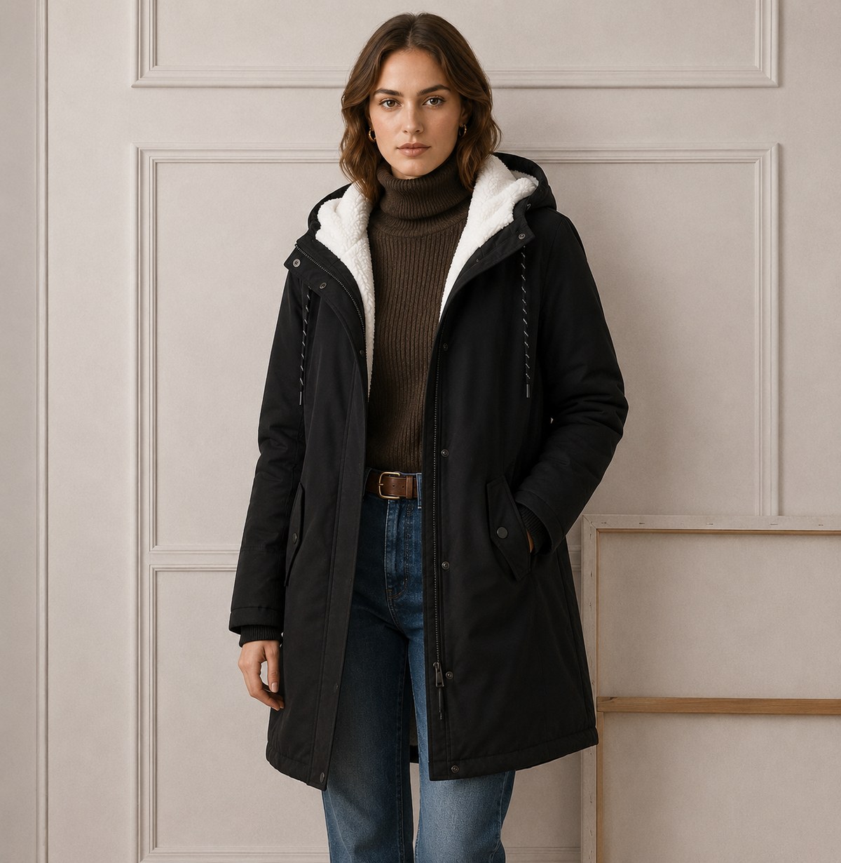 Winterjacke Damen mit Kapuze und praktischen Taschen - 11 - Jasminaboutique.com