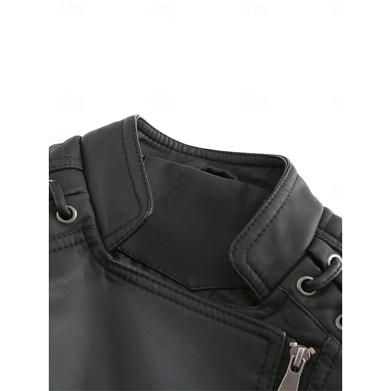 Bikerjacke Damen mit tailliertem Schnitt und Ziernähten - 7 - Jasminaboutique.com
