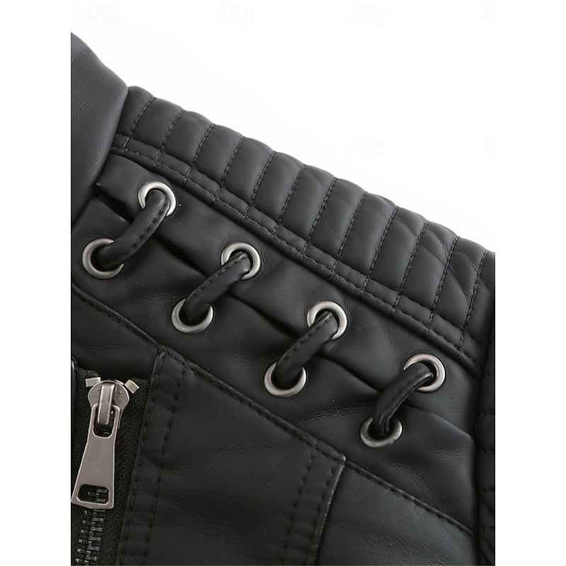 Bikerjacke Damen mit tailliertem Schnitt und Ziernähten - 9 - Jasminaboutique.com