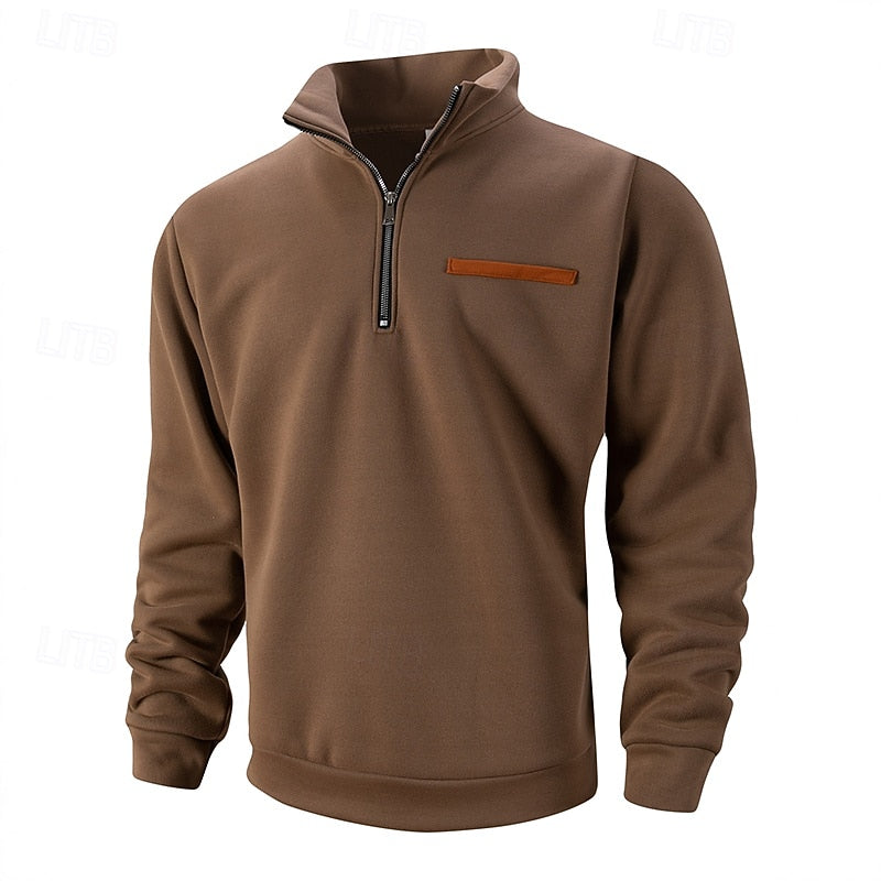 Pullover Herren mit Stehkragen und Reißverschluss - 2 - Jasminaboutique.com