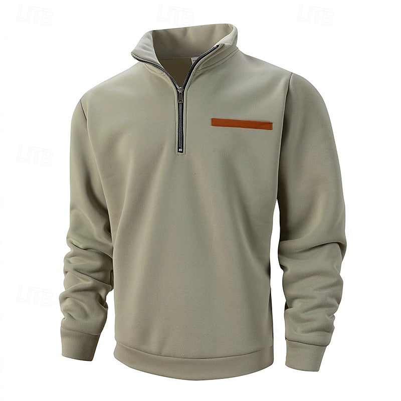 Pullover Herren mit Stehkragen und Reißverschluss - 3 - Jasminaboutique.com