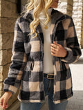 Hooded Jacke Damen mit Karomuster und Taillengürtel - 2 - Jasminaboutique.com