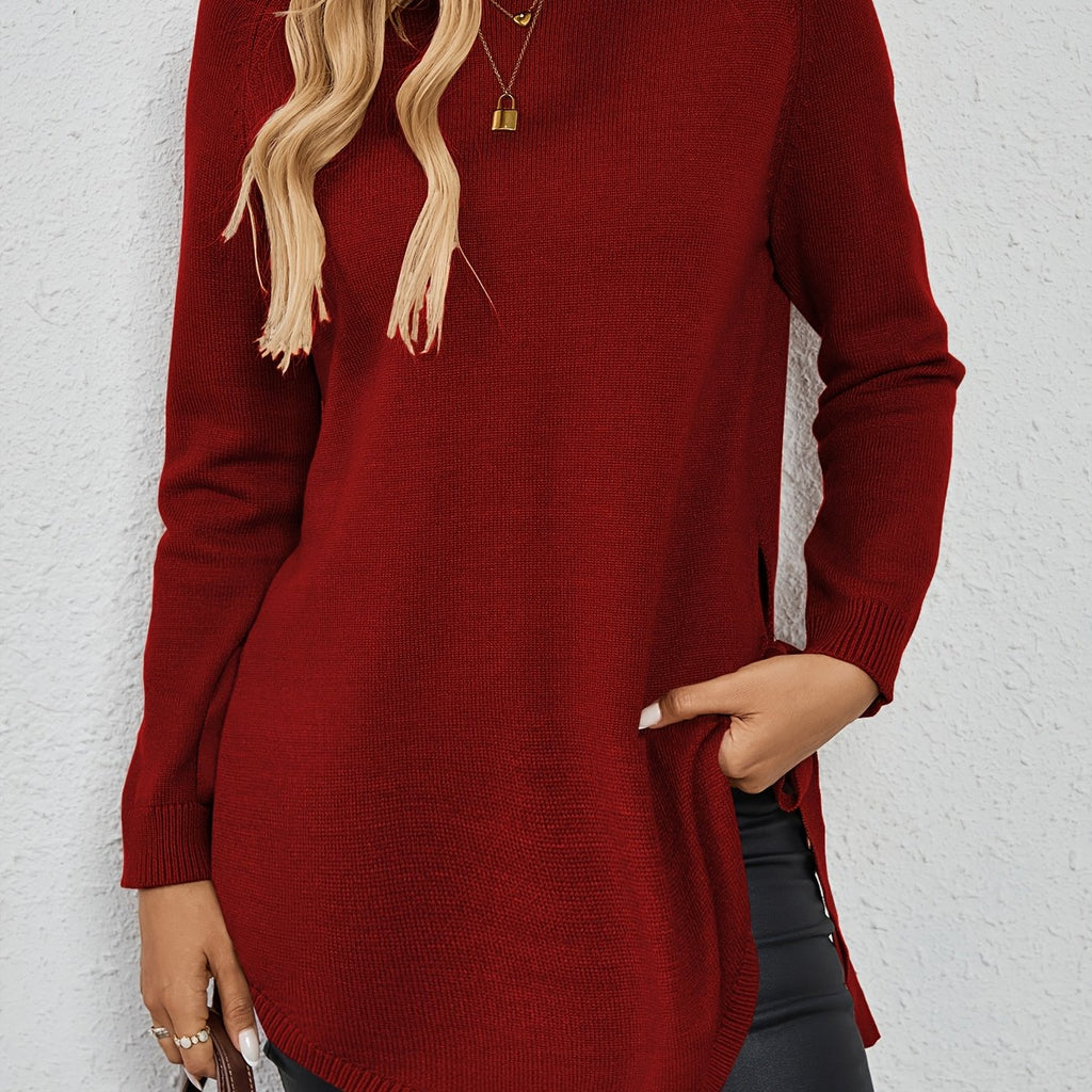 Pullover Damen mit Langarm und seitlichen Schlitzen - 1 - Jasminaboutique.com