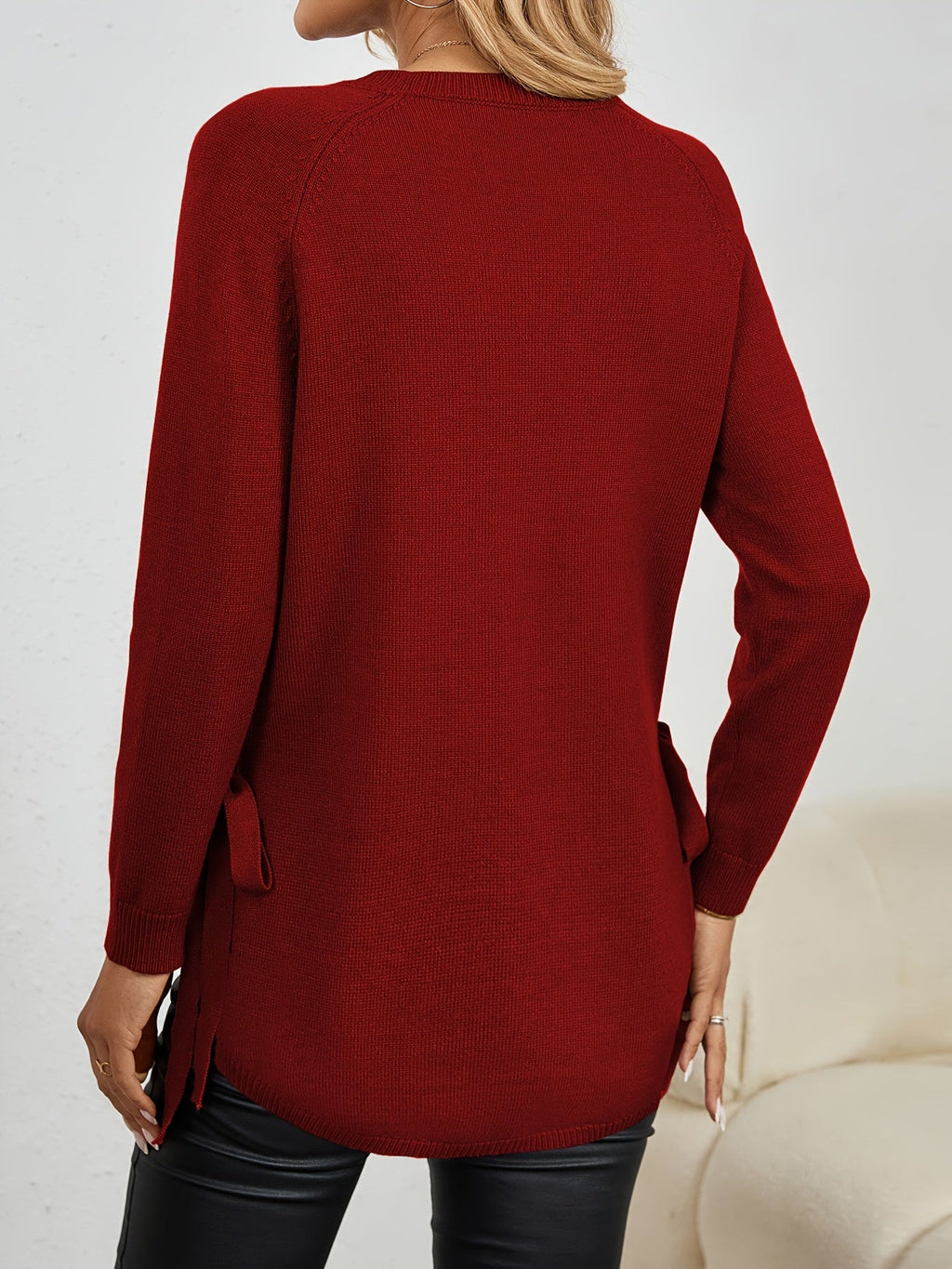 Pullover Damen mit Langarm und seitlichen Schlitzen - 2 - Jasminaboutique.com