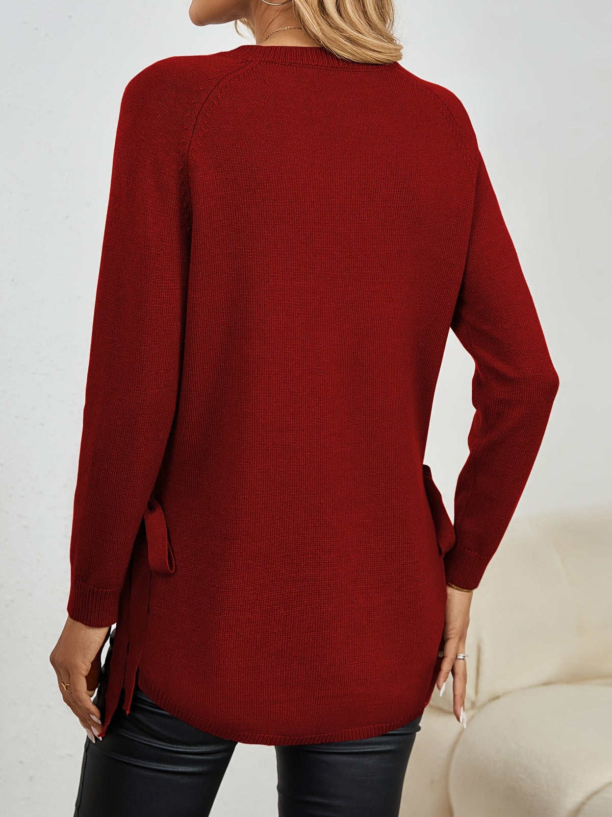 Pullover Damen mit Langarm und seitlichen Schlitzen - 2 - Jasminaboutique.com