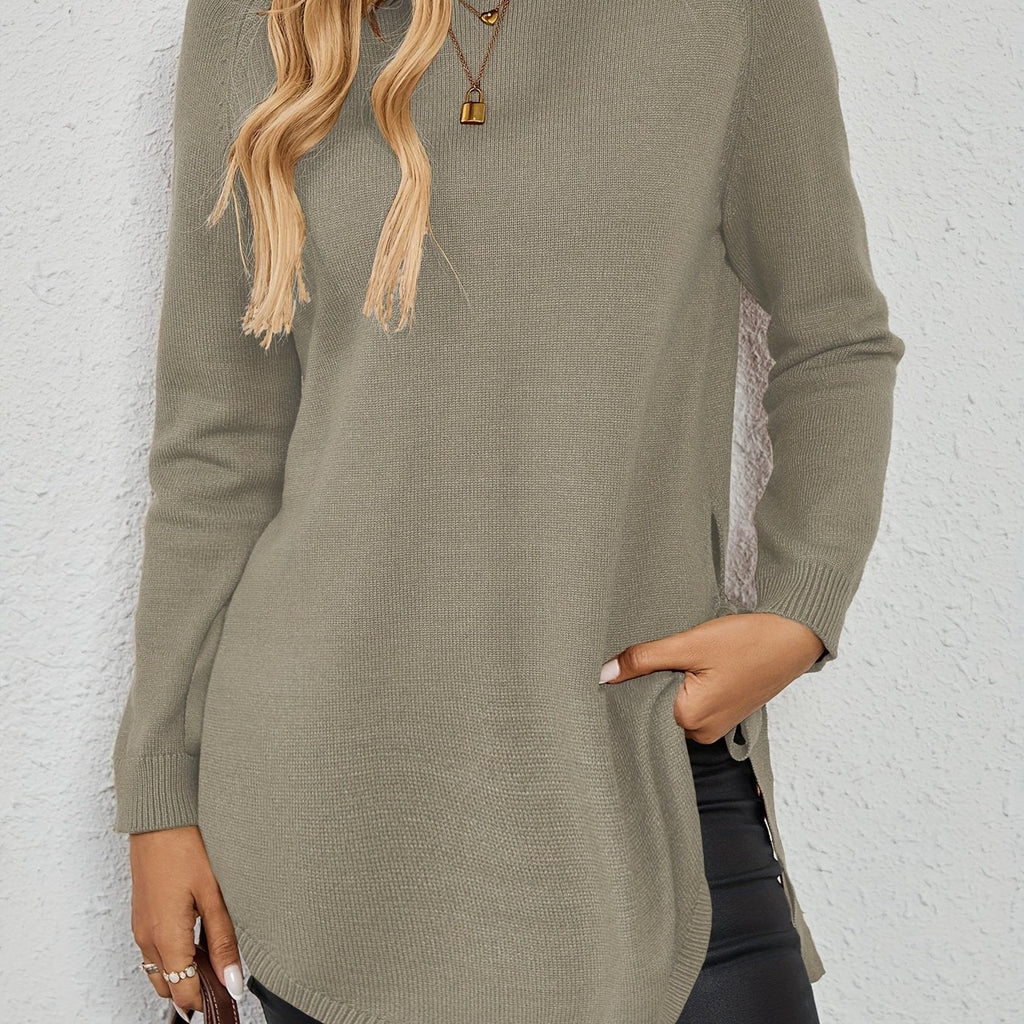 Pullover Damen mit Langarm und seitlichen Schlitzen - 7 - Jasminaboutique.com