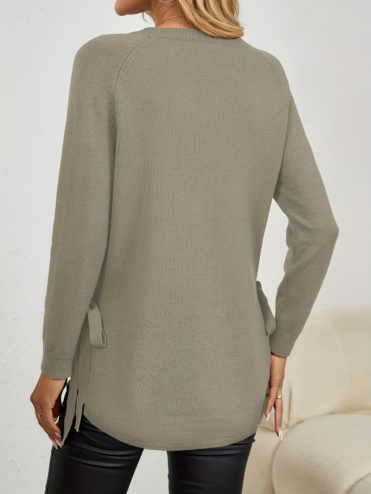Pullover Damen mit Langarm und seitlichen Schlitzen - 9 - Jasminaboutique.com