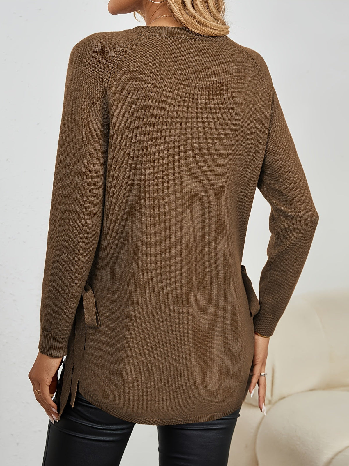 Pullover Damen mit Langarm und seitlichen Schlitzen - 14 - Jasminaboutique.com