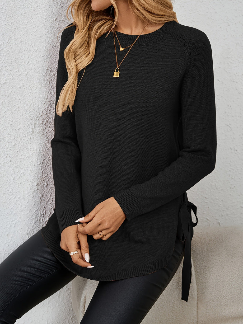 Pullover Damen mit Langarm und seitlichen Schlitzen - 24 - Jasminaboutique.com
