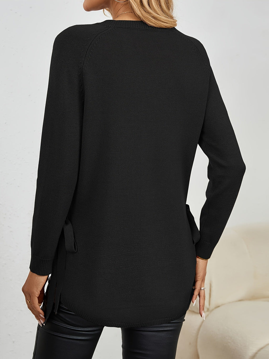 Pullover Damen mit Langarm und seitlichen Schlitzen - 25 - Jasminaboutique.com