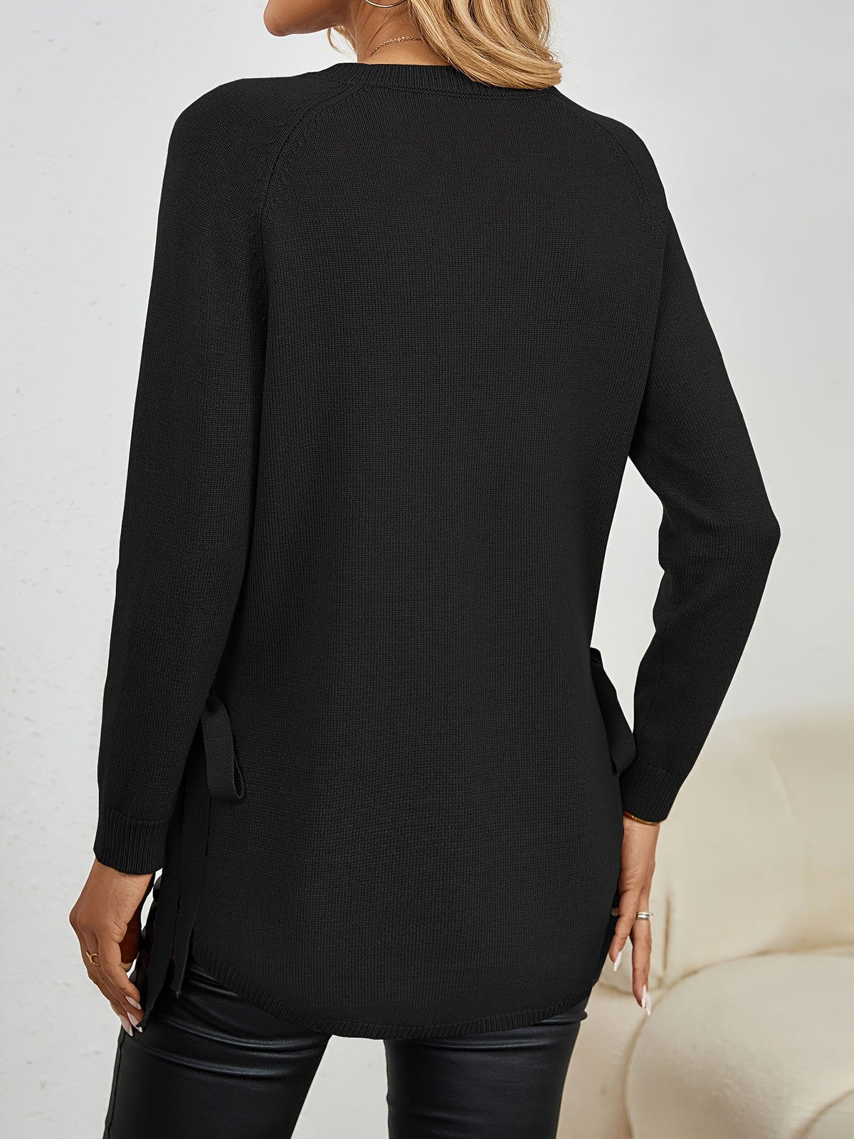 Pullover Damen mit Langarm und seitlichen Schlitzen - 25 - Jasminaboutique.com