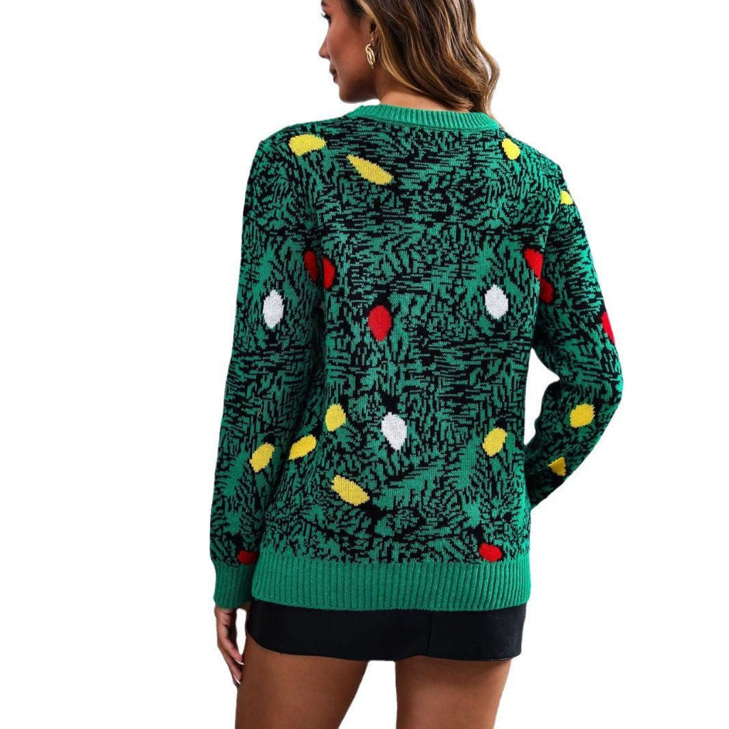 Weihnachtspullover Damen mit lustigem Baumdesign und langen Ärmeln - 5 - Jasminaboutique.com