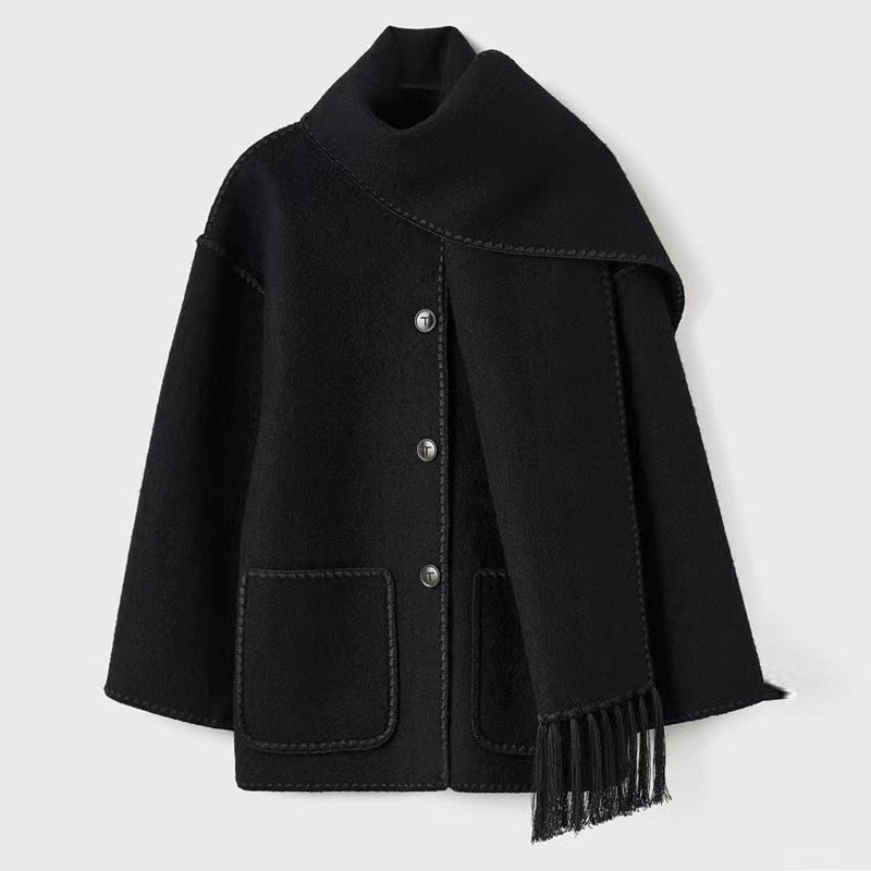 Wickeljacke Damen mit Stehkragen und Fransen - 2 - Jasminaboutique.com