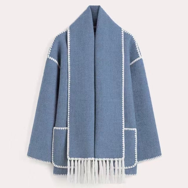 Wickeljacke Damen mit Stehkragen und Fransen - 7 - Jasminaboutique.com