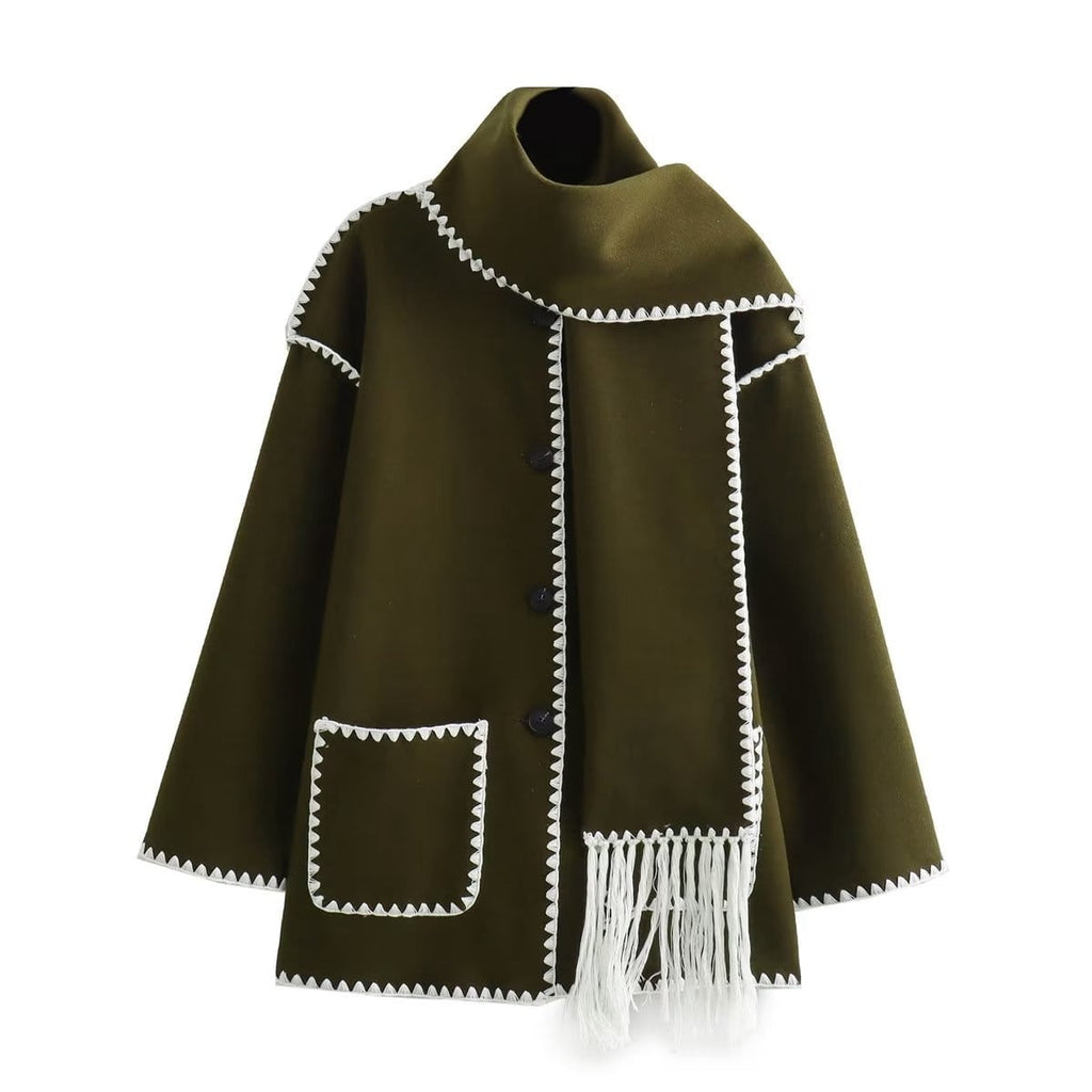 Wickeljacke Damen mit Stehkragen und Fransen - 9 - Jasminaboutique.com