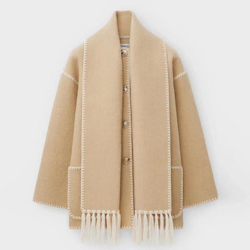 Wickeljacke Damen mit Stehkragen und Fransen - 11 - Jasminaboutique.com