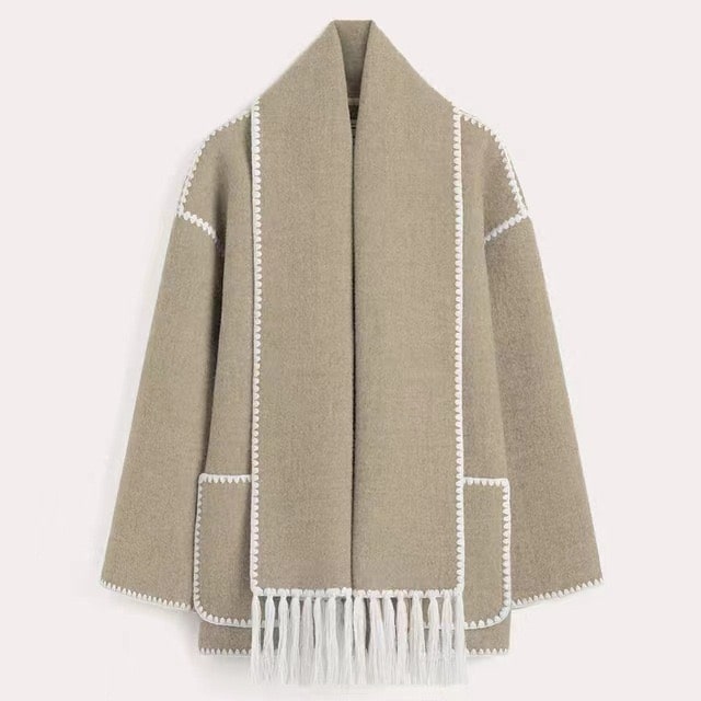 Wickeljacke Damen mit Stehkragen und Fransen - 12 - Jasminaboutique.com