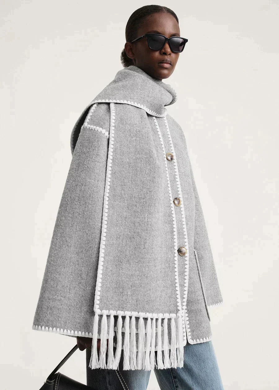 Wickeljacke Damen mit Stehkragen und Fransen - 19 - Jasminaboutique.com