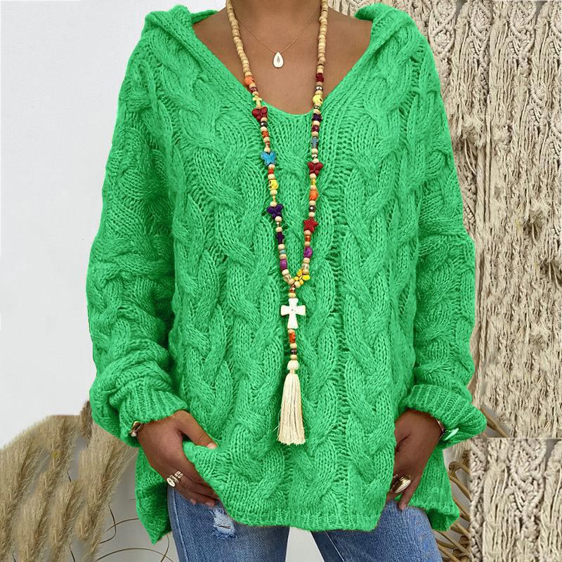 Pullover Damen mit Kapuze und V-Ausschnitt in verschiedenen Farben - 3 - Jasminaboutique.com