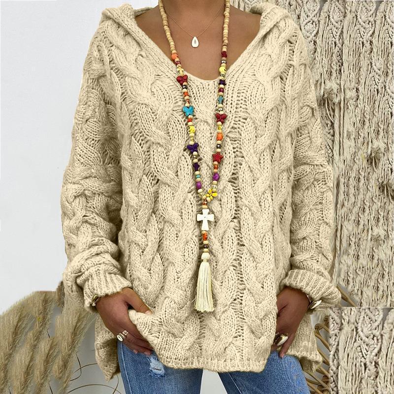 Pullover Damen mit Kapuze und V-Ausschnitt in verschiedenen Farben - 5 - Jasminaboutique.com