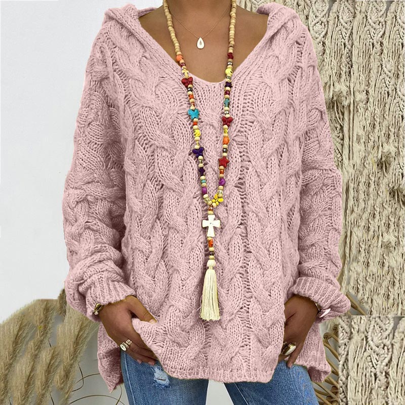 Pullover Damen mit Kapuze und V-Ausschnitt in verschiedenen Farben - 7 - Jasminaboutique.com