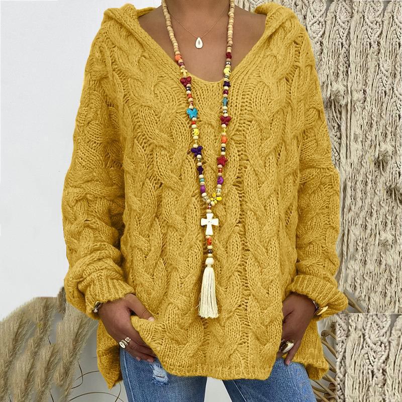 Pullover Damen mit Kapuze und V-Ausschnitt in verschiedenen Farben - 10 - Jasminaboutique.com