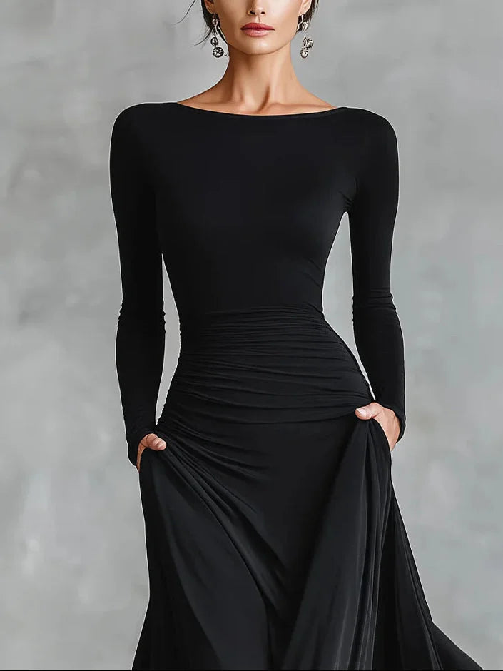 Maxikleid Damen mit Taillierung und schmalem Schnitt - 2 - Jasminaboutique.com