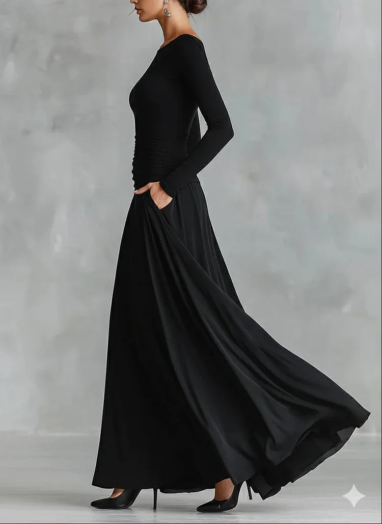 Maxikleid Damen mit Taillierung und schmalem Schnitt - 3 - Jasminaboutique.com