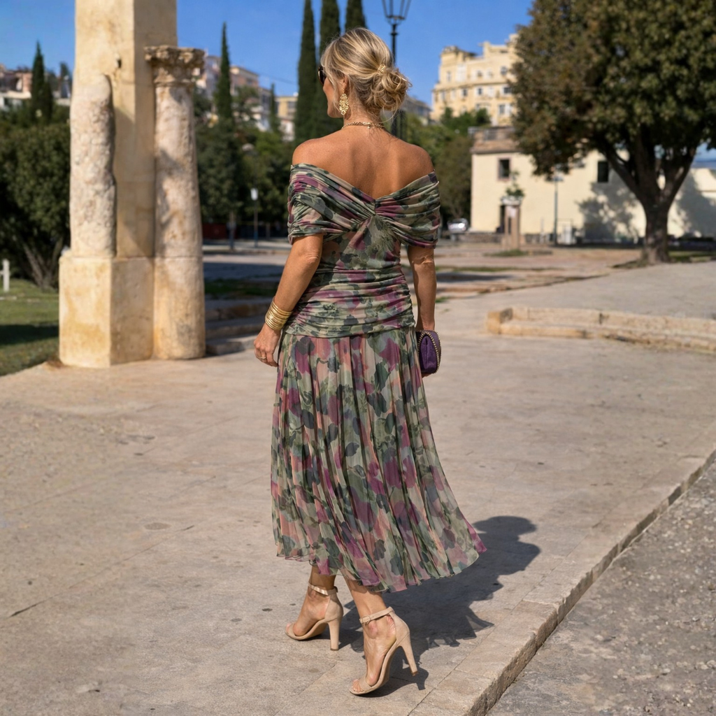 Maxikleid Damen mit Wickeloptik und V-Ausschnitt - 6 - Jasminaboutique.com