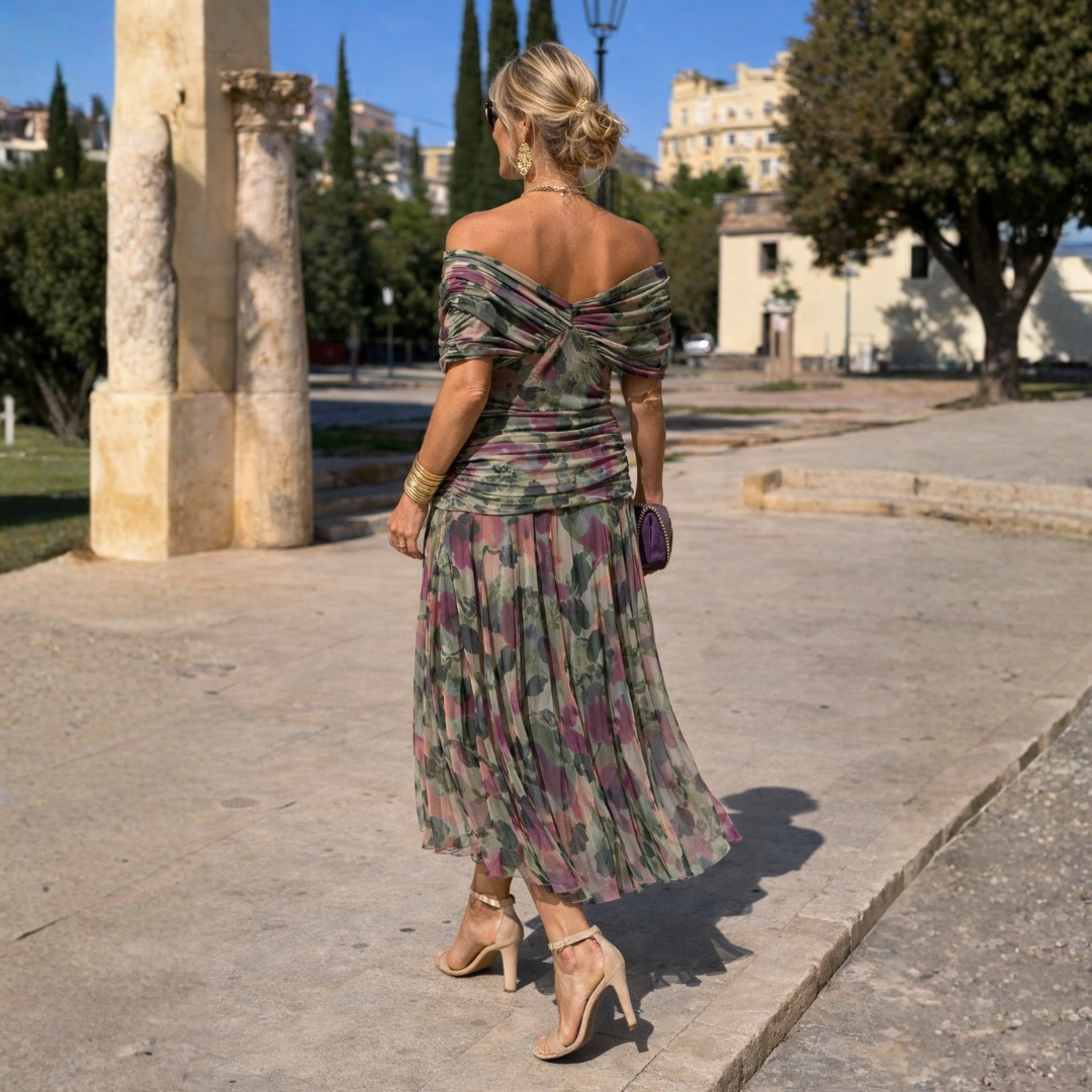 Maxikleid Damen mit Wickeloptik und V-Ausschnitt - 6 - Jasminaboutique.com