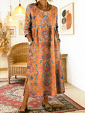 Maxikleid Damen mit floralem Muster und seitlichen Schlitzen - 1 - Jasminaboutique.com