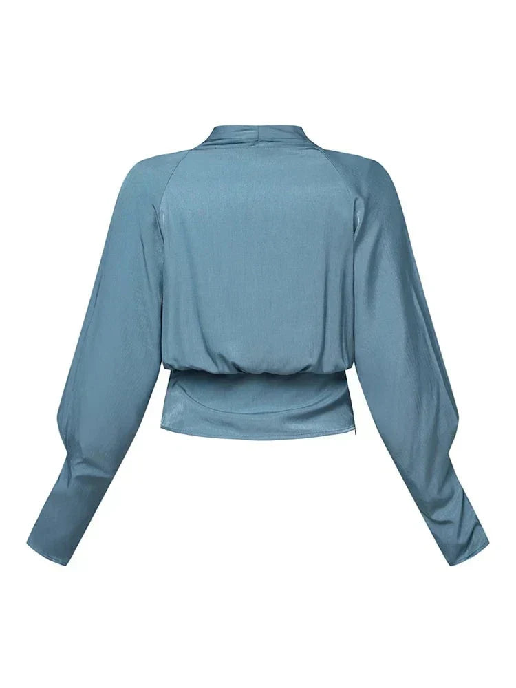 Bluse Damen mit Wickeloptik und eleganten Puffärmeln - 5 - Jasminaboutique.com