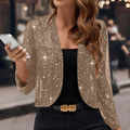 Glitzer Cardigan Damen mit offenem Schnitt und 3/4-Ärmeln - 1 - Jasminaboutique.com