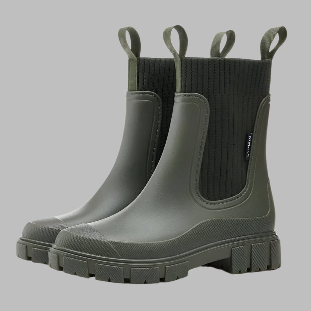 Gummistiefel Damen mit elastischem Einsatz und rutschfester Sohle - 4 - Jasminaboutique.com
